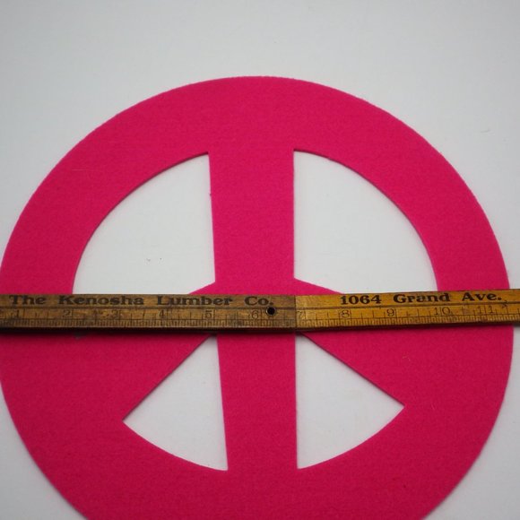 Felt Peace Sign Neon Pink Stiff Wall Art Hippie Craft  1970 11 inch - Picture 6 of 9